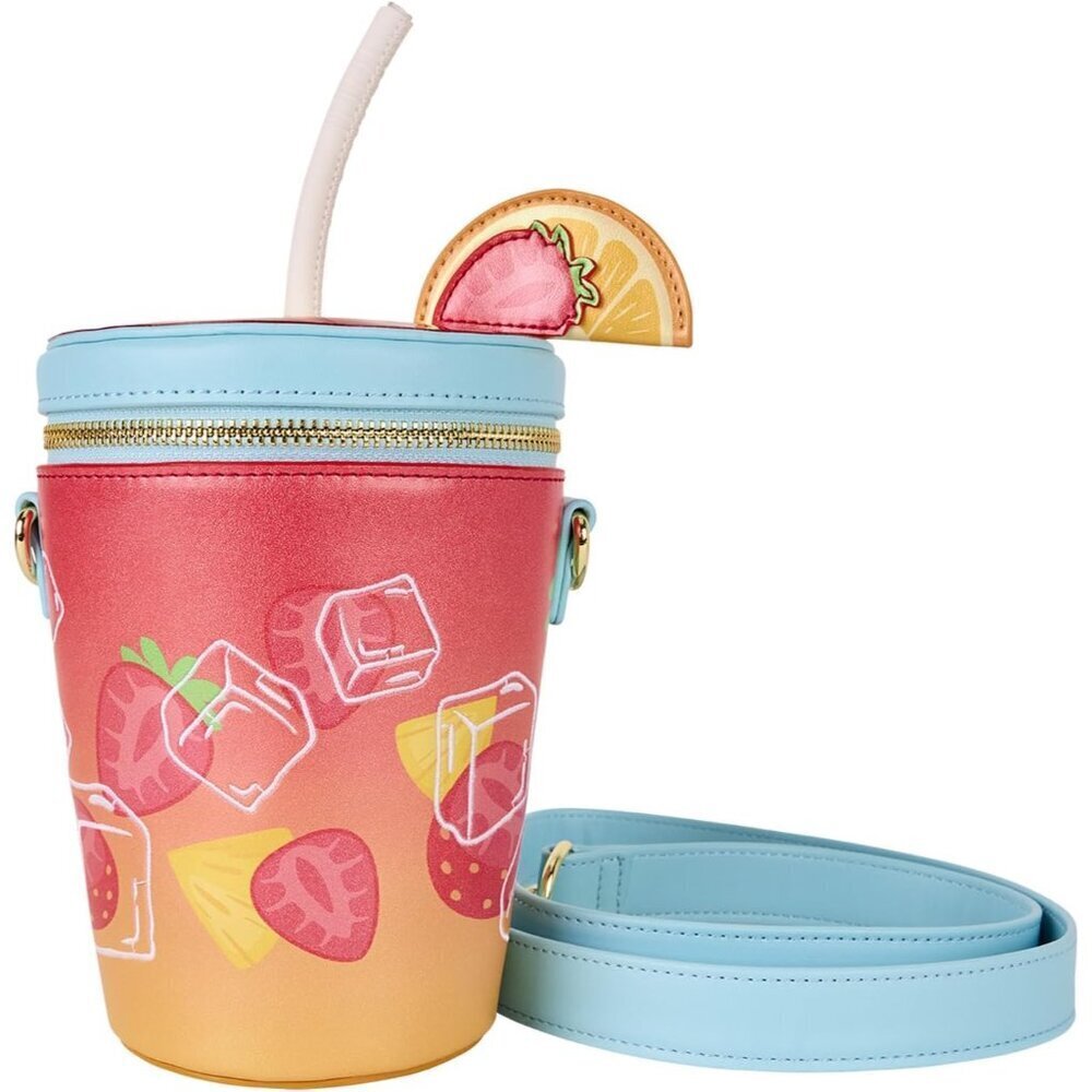 Tropical Drink Faux Leather Crossbody Bag Adjustable Strap Women's